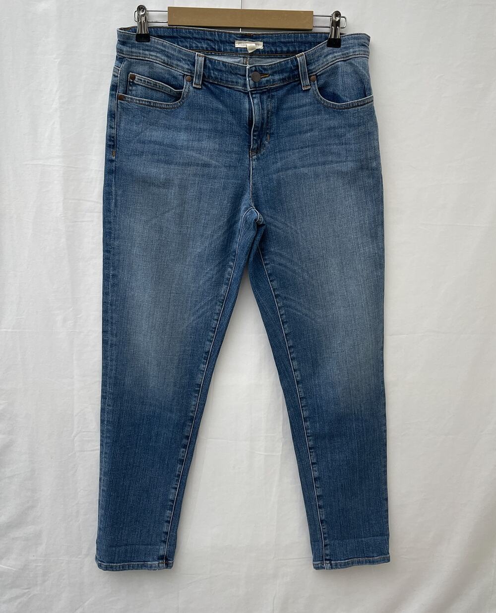 Eileen Fisher Jeans Women 10 Medium Blue Wash Designer Denim Skinny Stretch